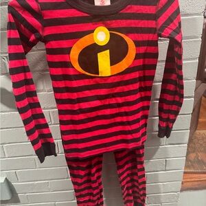 Hanna Andersson Disney Incredibles Red and Black Striped Kids Pajama Set